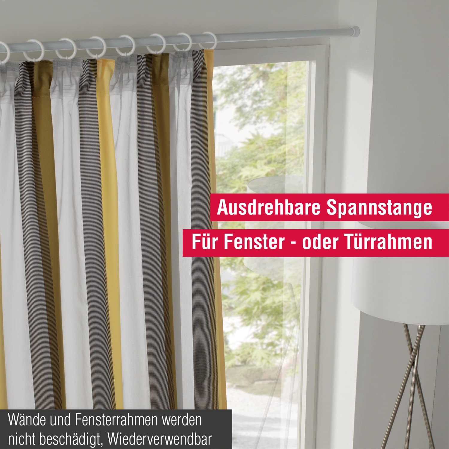 GARDINIA Denver Spannstange Metall 80-130cm weiß ohne Bohren
