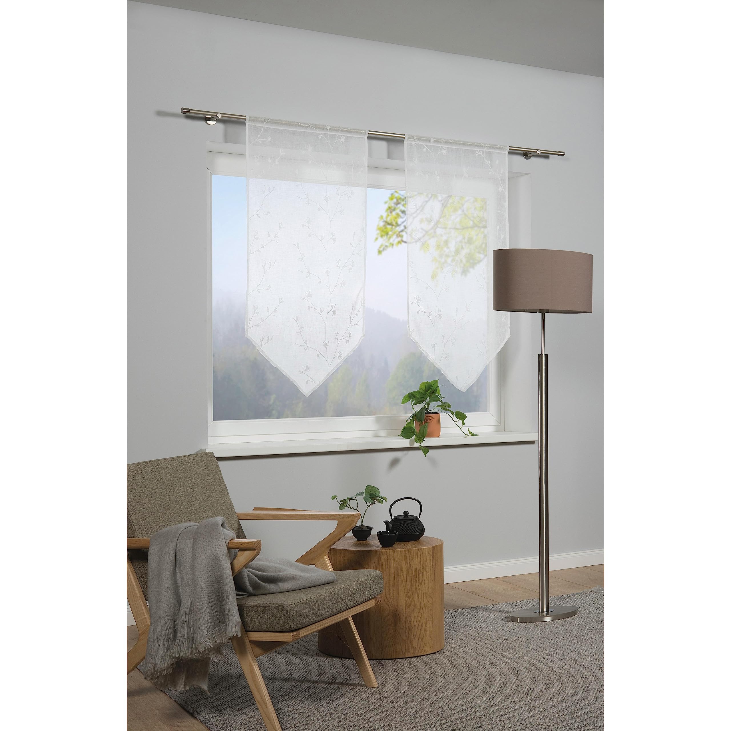 GARDINIA Country Spitzpanneaux Gardine 60x120 weiß Stickerei