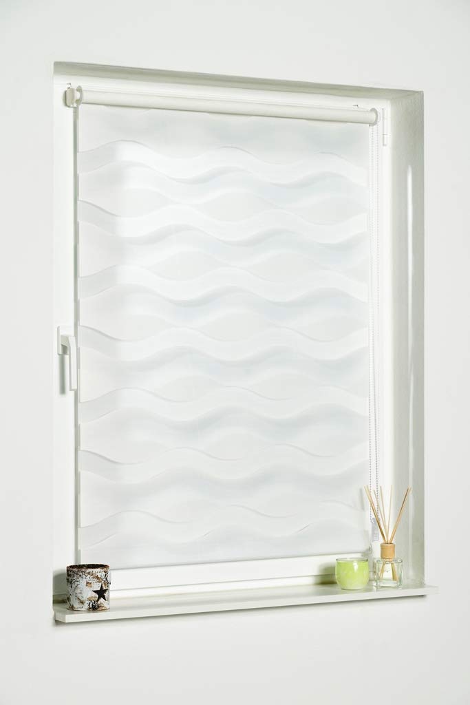 K-HOME Doppelrollos Welle Doppelrollo Weiß 40x150 cm