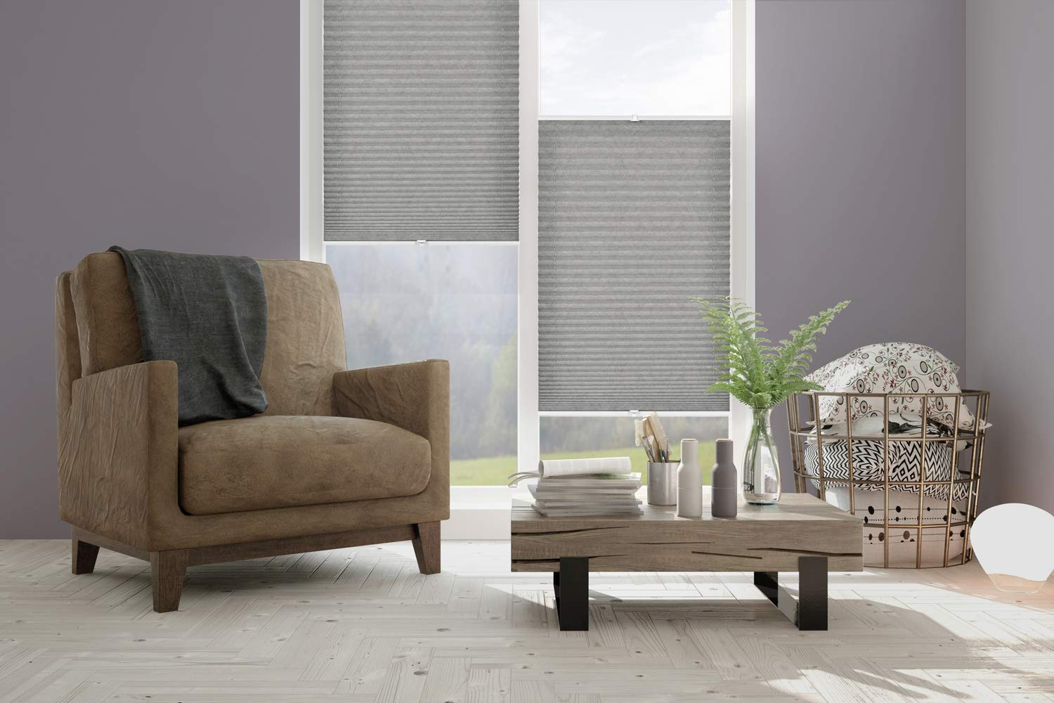 Gardinia EASYFIX Plissee Lilly Grau 70x130 cm