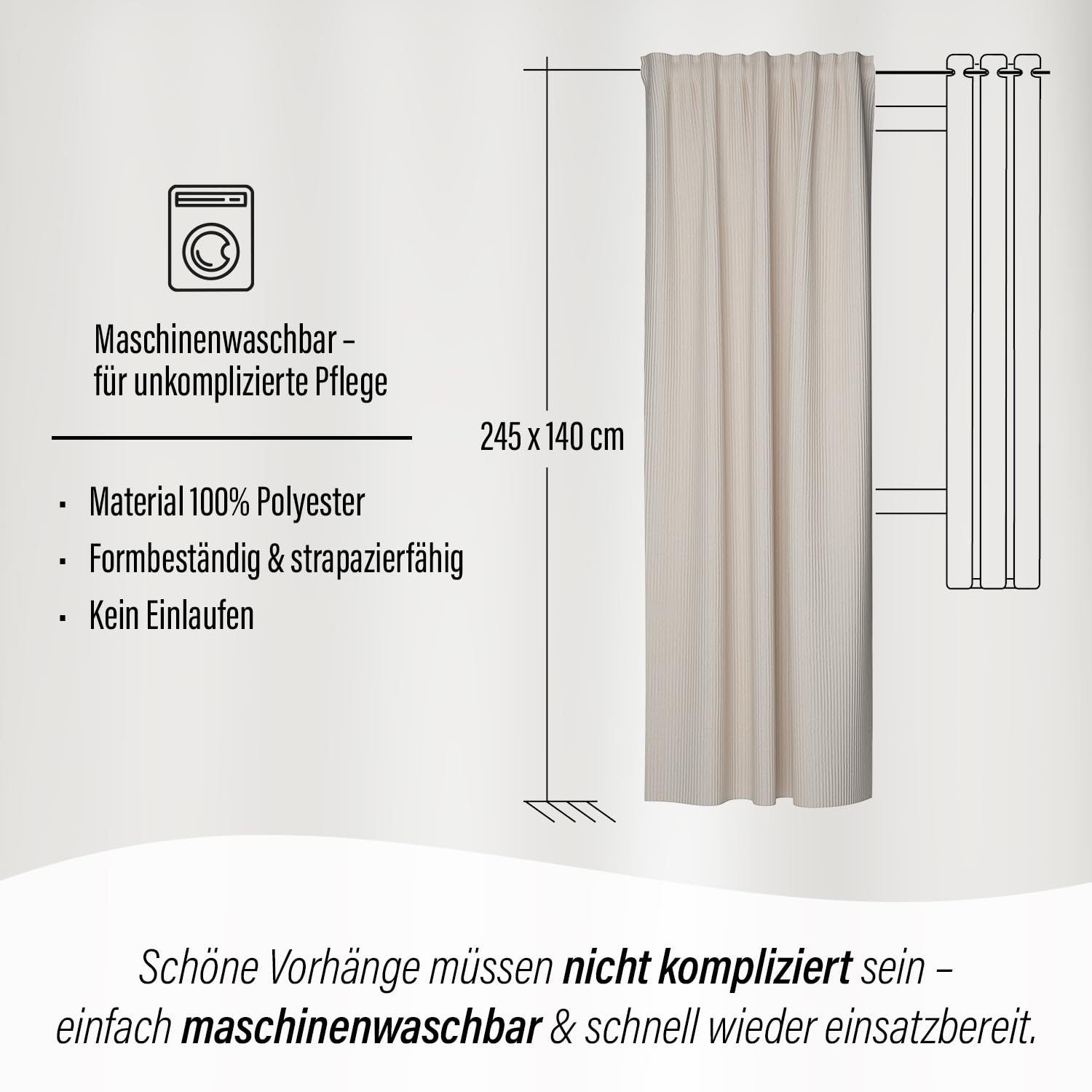 Homing Sven Cord-Vorhang beige 140x245 cm blickdicht