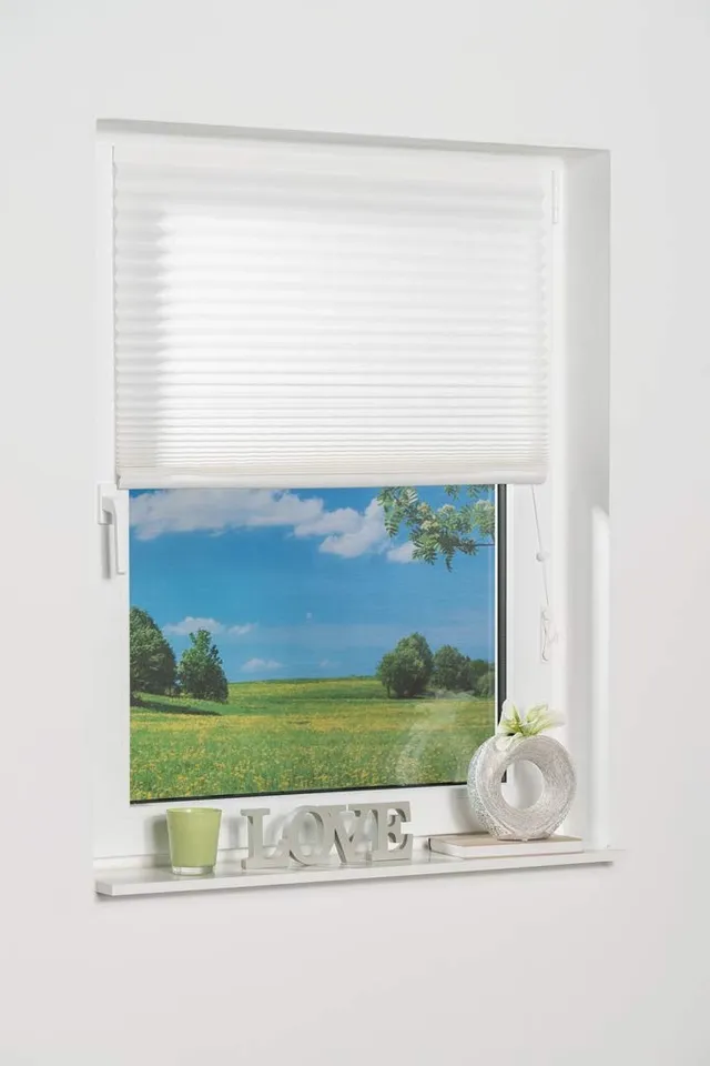 K-Home Plissee Klebe Weiß B80xH210 cm Lichtschutz