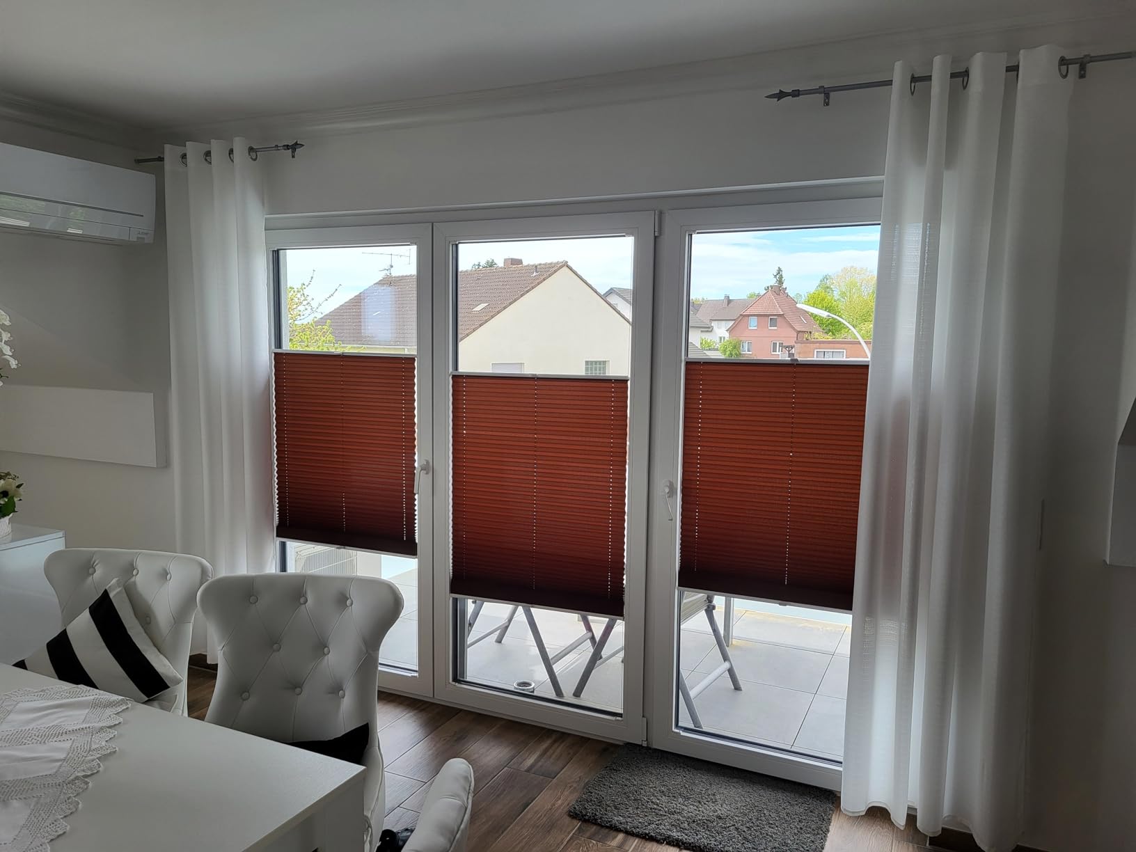 Topfinel Voile Vorhang Weiß 245x140 cm 2er Set Ösen