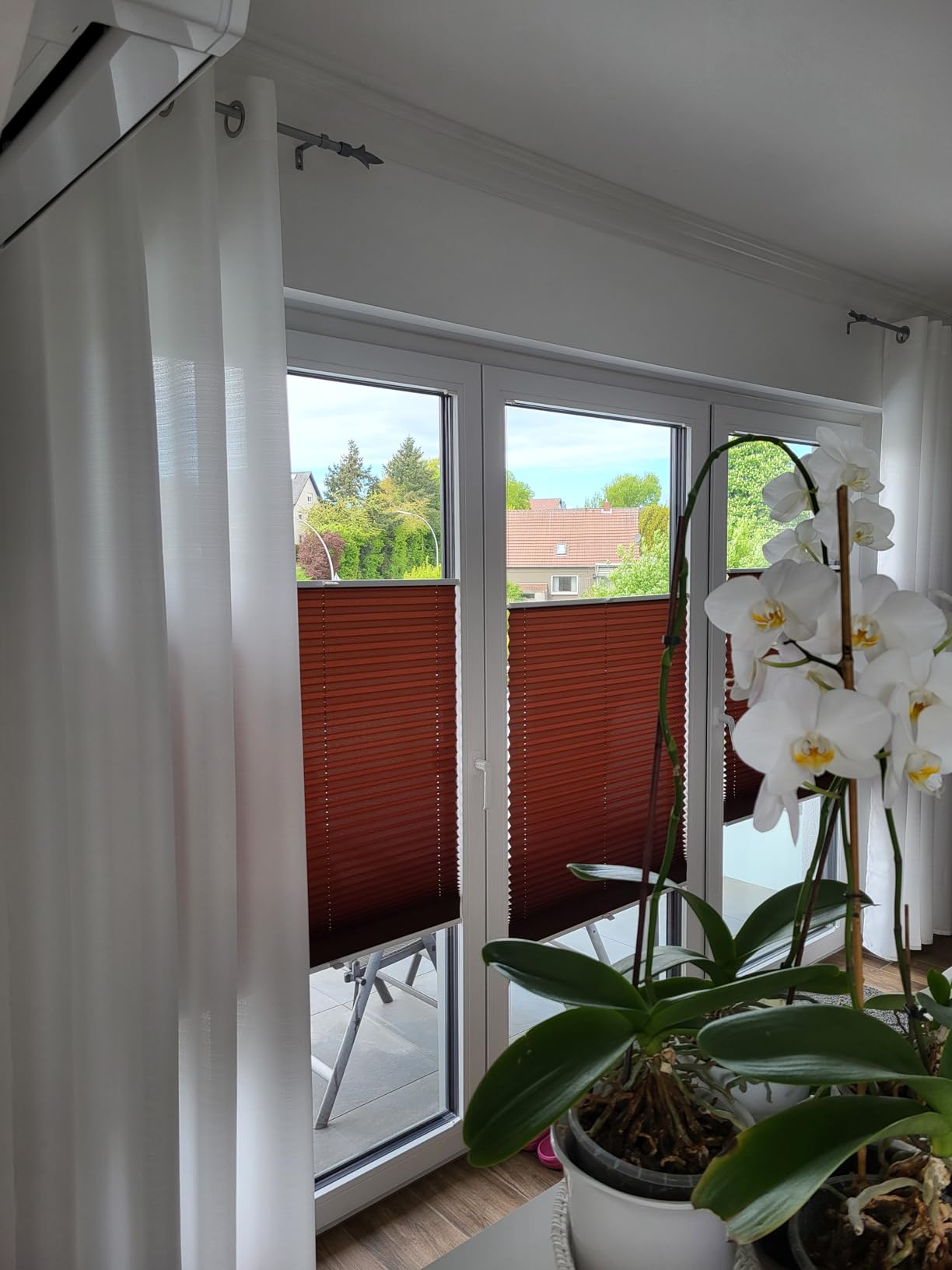 Topfinel Voile Vorhang Weiß 245x140 cm 2er Set Ösen