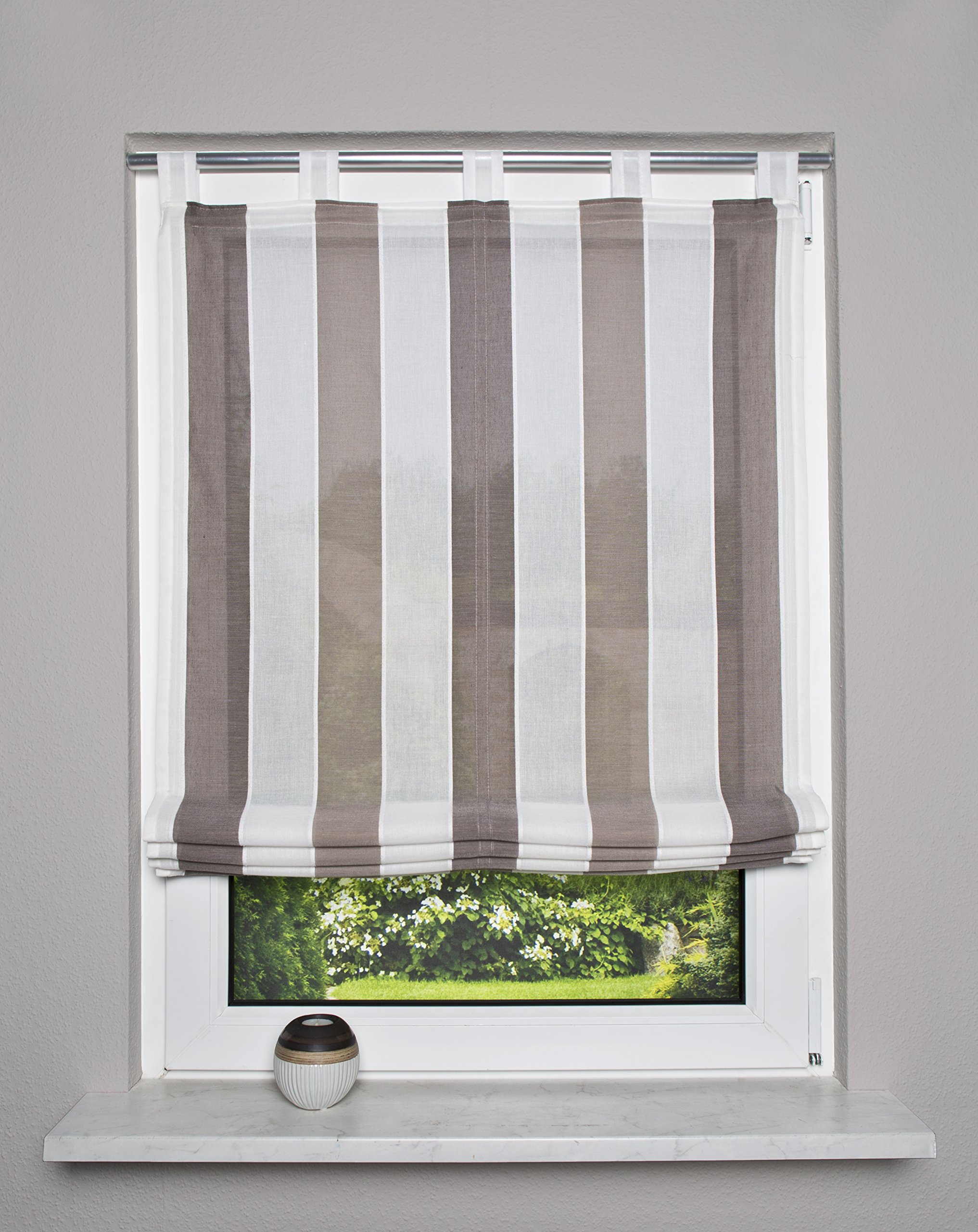 Home Fashion Raffrollo 79154-740 Raffrollo Braun 100x140 halbtransparent