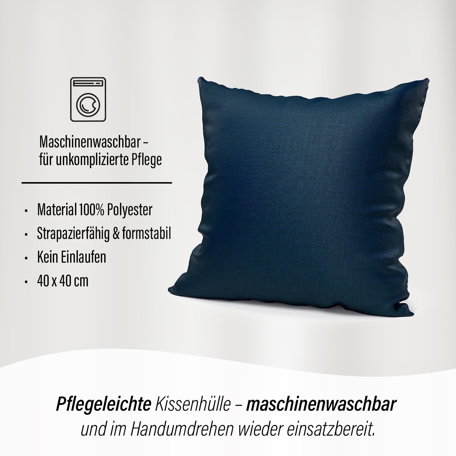 Homing St. Tropez Kissenhülle 40x40 dunkelblau Leinen-Optik