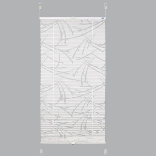 K-Home Plissee Klemmfix 65x210 cm Weiß Streifen Ausbrenner