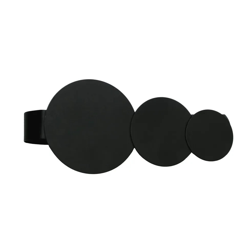 GARDINIA Country Raffspange Kreise Schwarz 14,5x6,5 cm Magnet