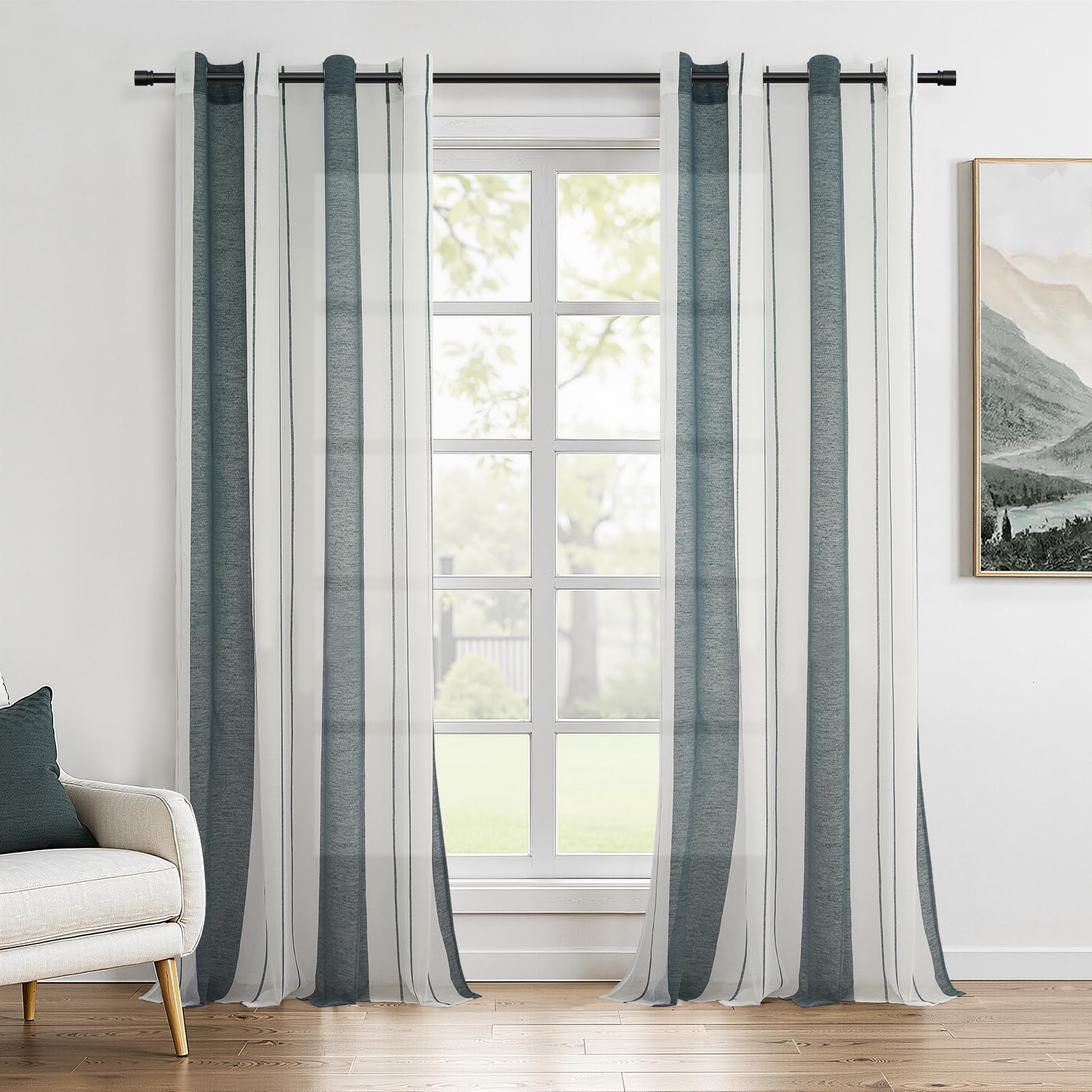 Topfinel Gardinen Vorhänge Ösen Grün 140x240 cm 2er Set