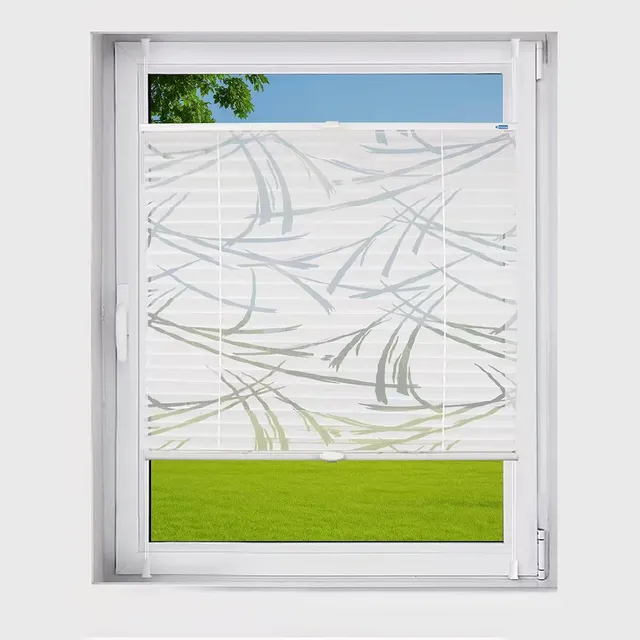 K-Home Plissee Klemmfix 65x210 cm Weiß Streifen Ausbrenner