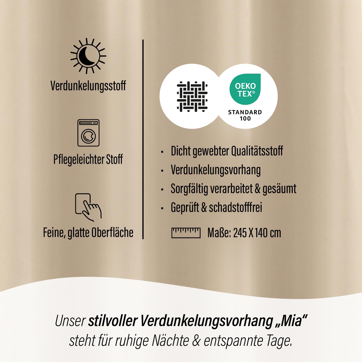 Homing Vorhang Mia 140x245 cm Champagner Verdunkelung