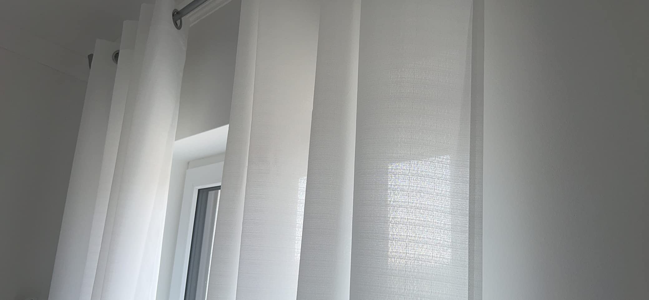 Topfinel Voile Vorhang Weiß 245x140 cm 2er Set Ösen