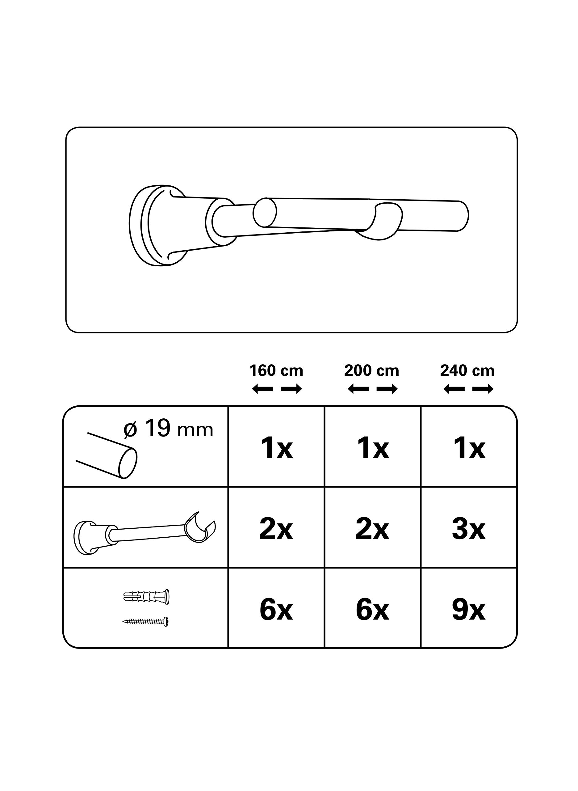 GARDINIA Chicago Ally Gardinenstangen-Set 160 cm Edelstahl-Optik