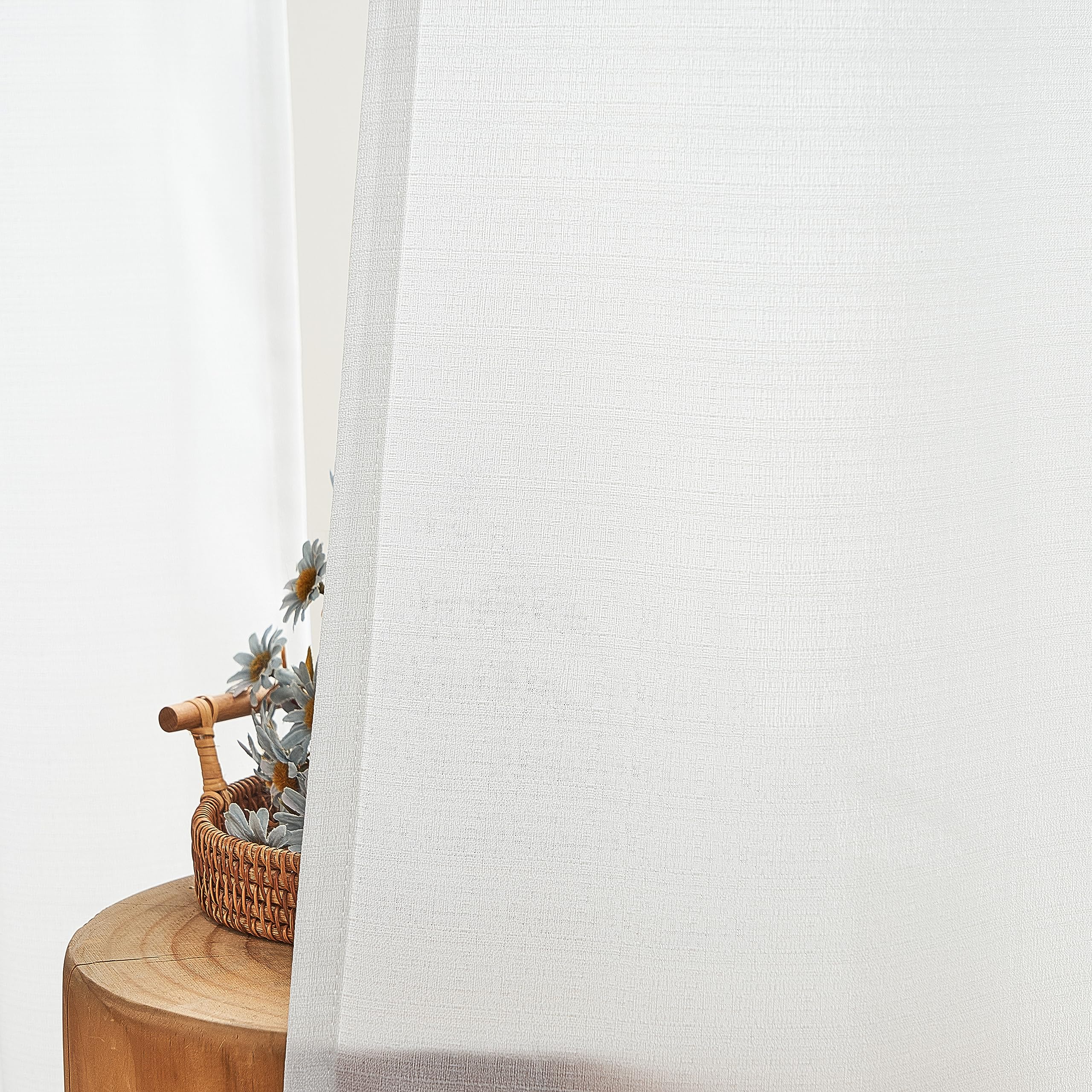 Topfinel Voile Vorhang Weiß 245x140 cm 2er Set Ösen
