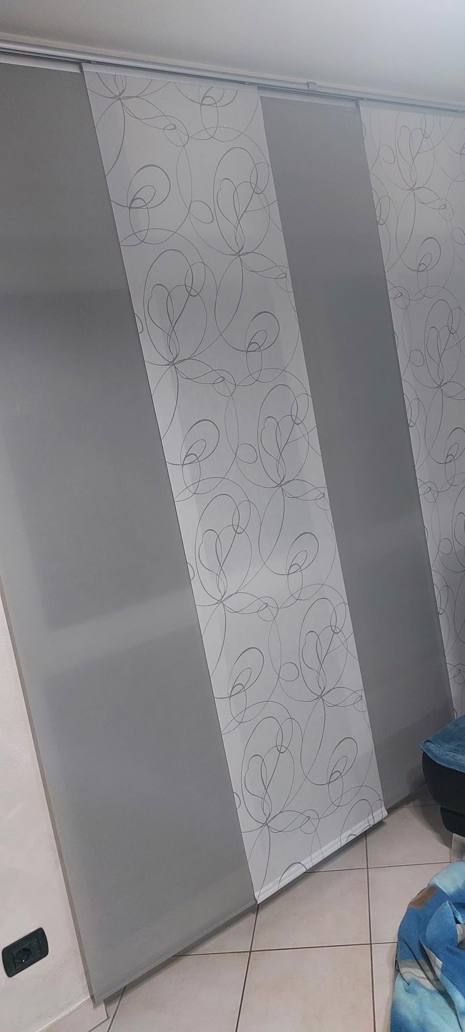 GARDINIA Solid Flächenvorhang 60x245 Curling Weiß-Grau