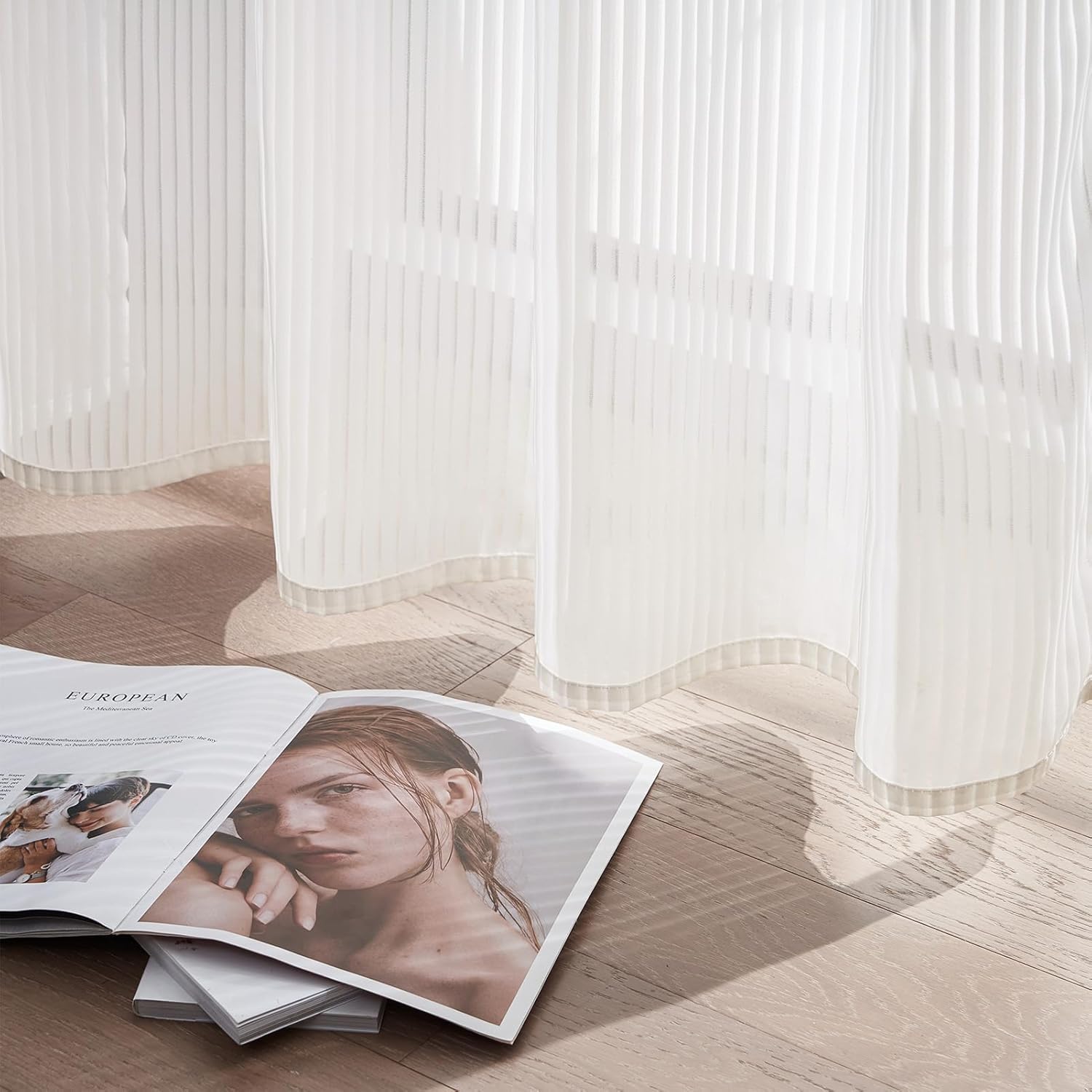 Topfinel Gardinen Ösen Vorhänge Weiß 140x225 cm 2er Pack