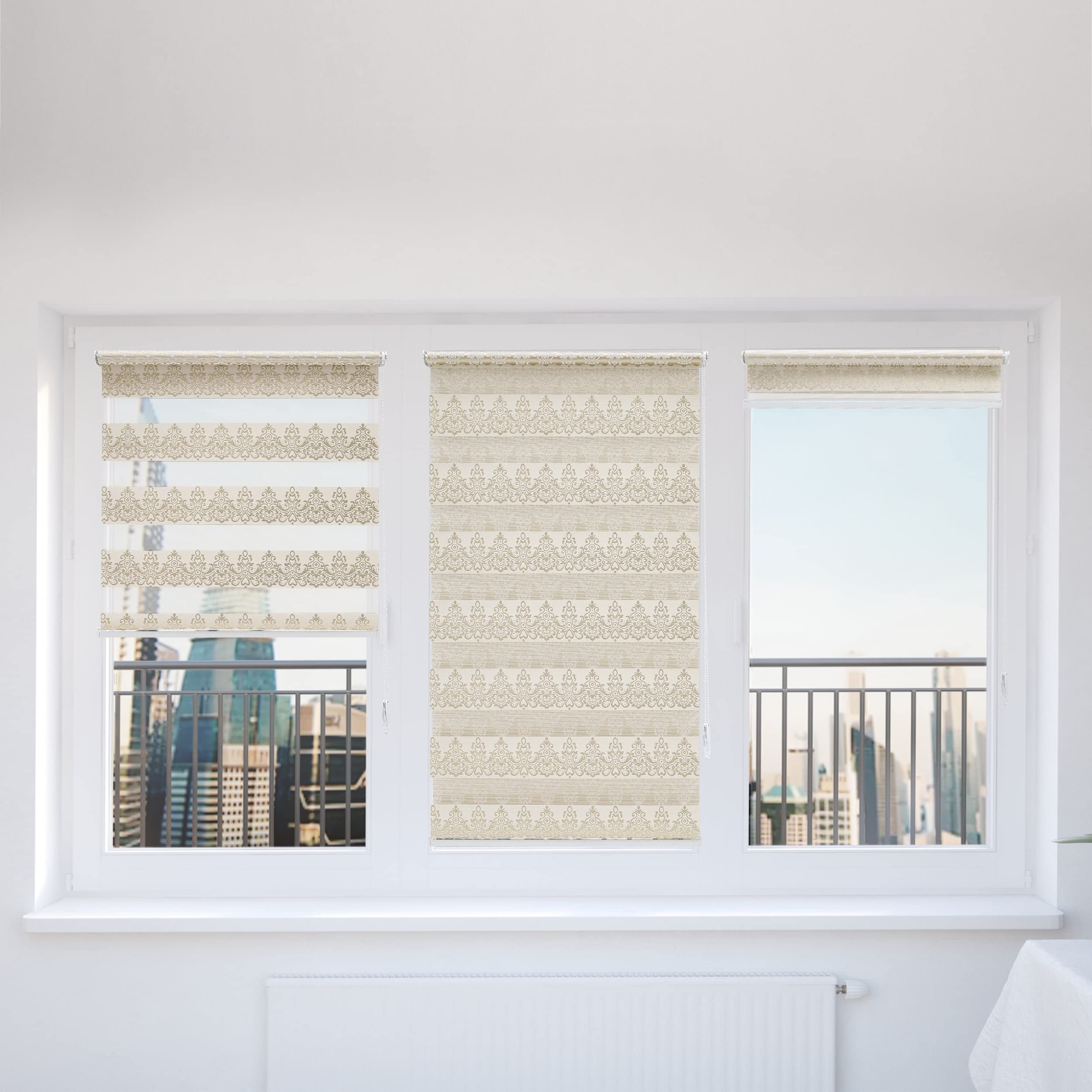 Brillant Doppelrollo Klemmfix 90x220 cm Gold Glitzer Seitenzug