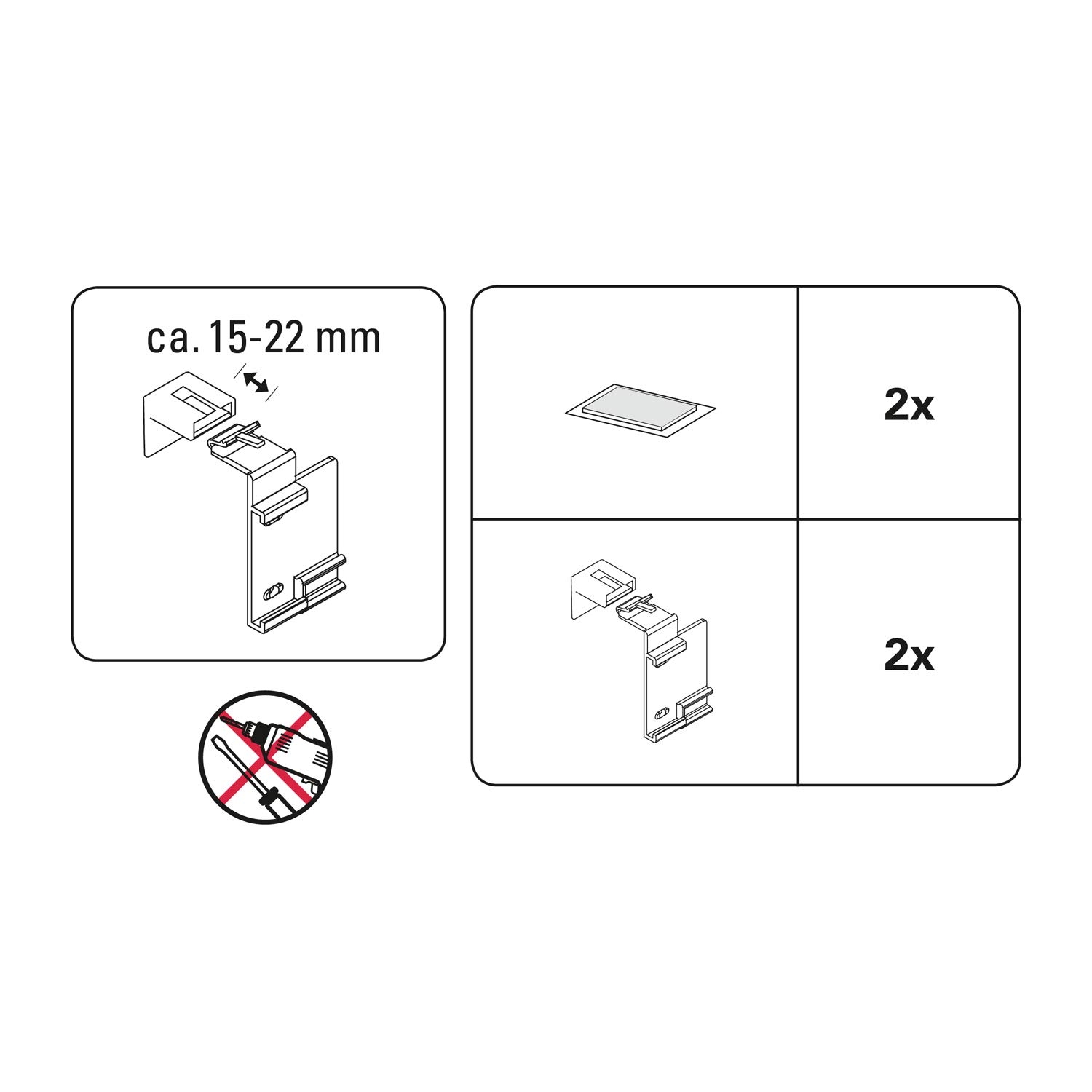 GARDINIA EASYFIX Rollo Klebe- und Klemmset Weiß ohne Bohren