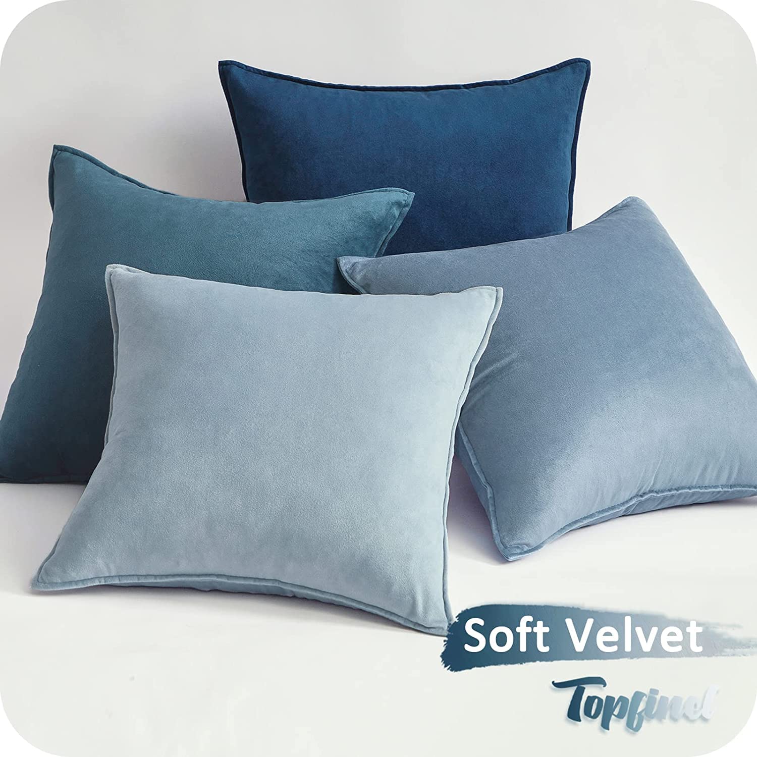 Topfinel Kissenbezüge 50x50 cm Blau Samt 4er-Set Verlauf