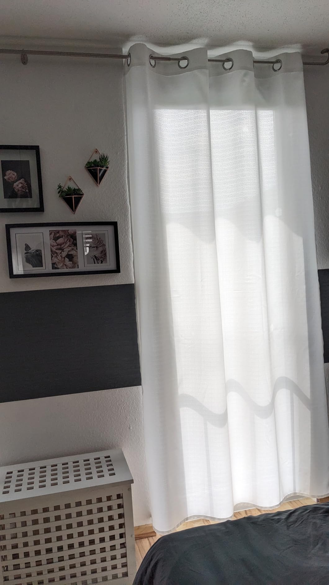 Topfinel Voile Vorhang Weiß 245x140 cm 2er Set Ösen