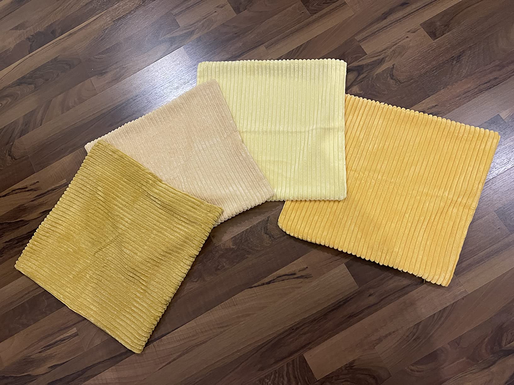 Topfinel Kissenbezug Gelb 40x40 cm Kordsamt 4er Set