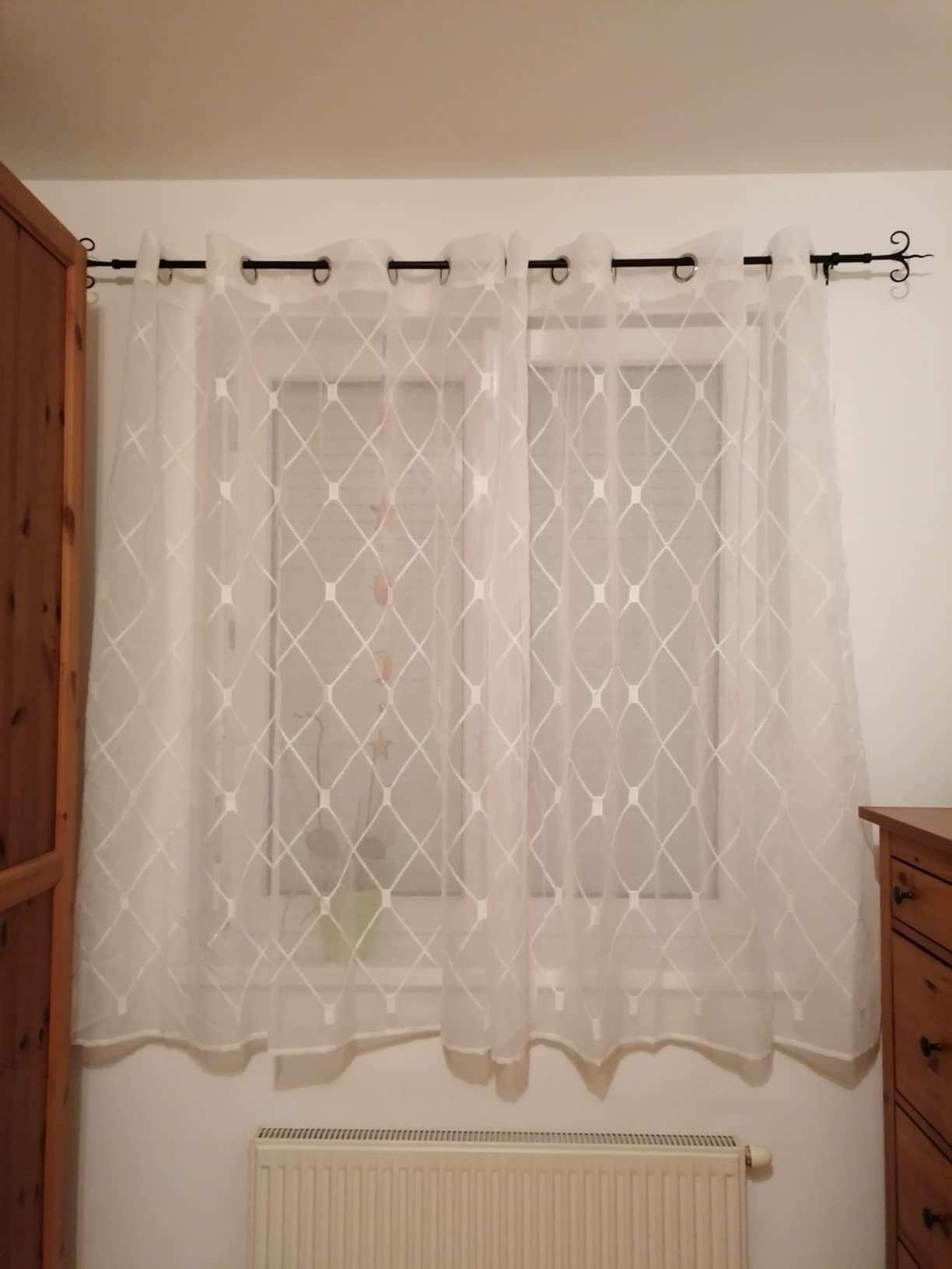 Topfinel Gardinen & Vorhänge Voile-Ösengardine Weiß 2er-Set Stickerei