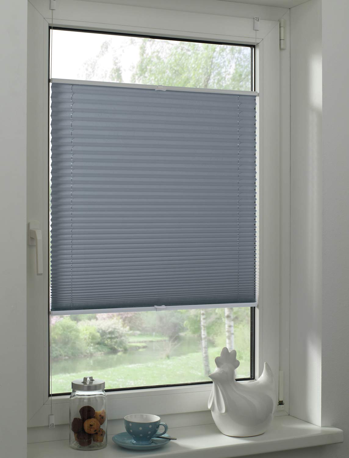 GARDINIA EASYFIX Greta Plissee Rauchblau 50x130 cm