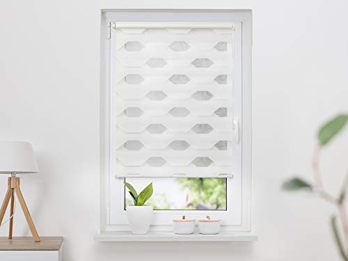 K-HOME Doppelrollo Trapez Weiß 30x150 Klemmfix