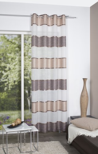 Home Fashion Ösenschal Querstreifen Vorhang 175x140 cappuccino