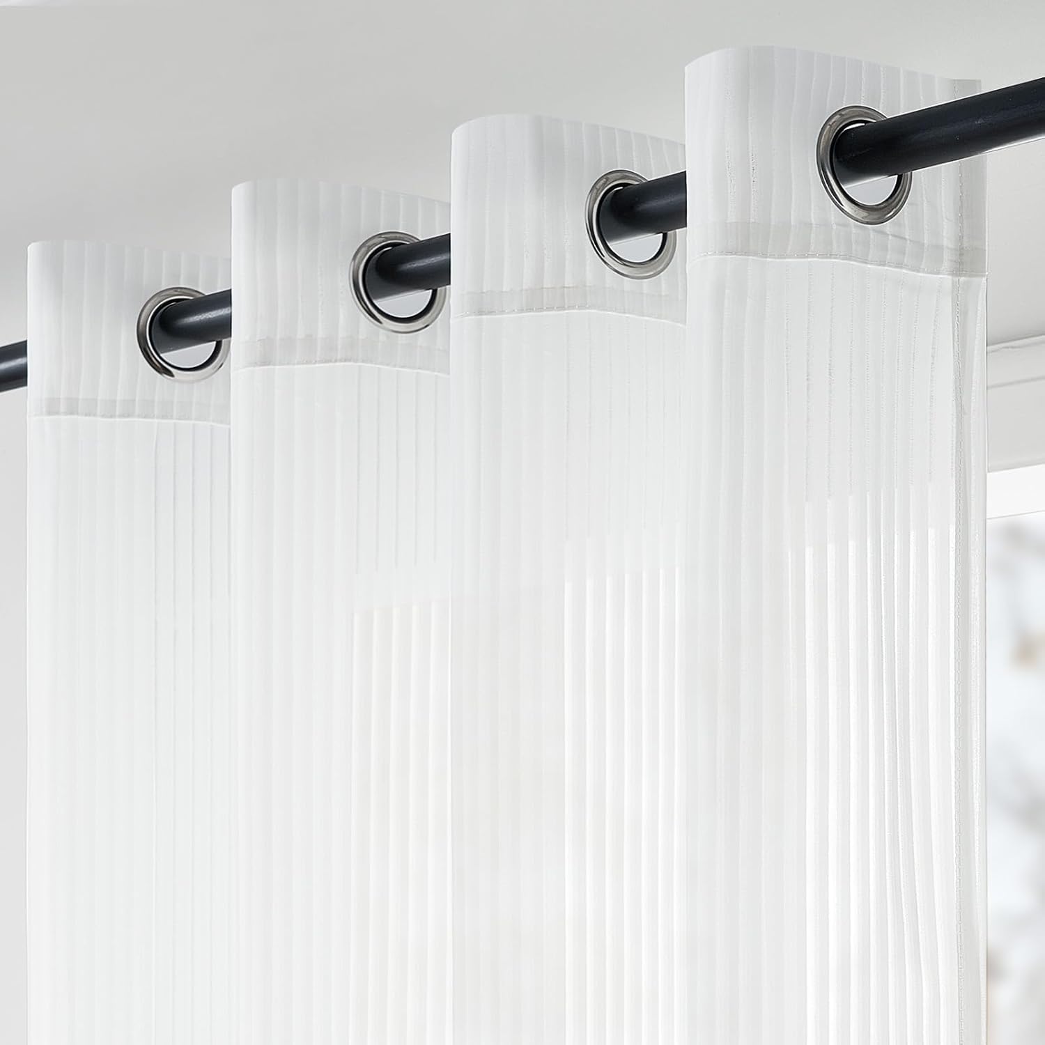 Topfinel Gardinen Ösen Vorhänge Weiß 140x225 cm 2er Pack