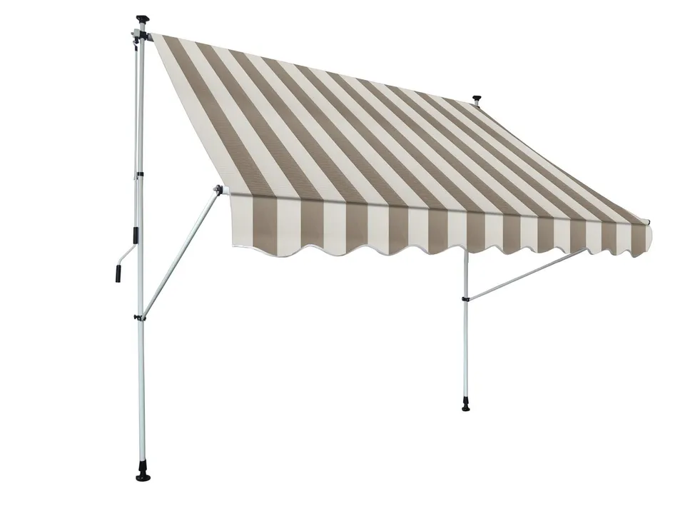 Gardinia Solid Föhr Klemmmarkise 253x150 Beige-Weiß Kurbel