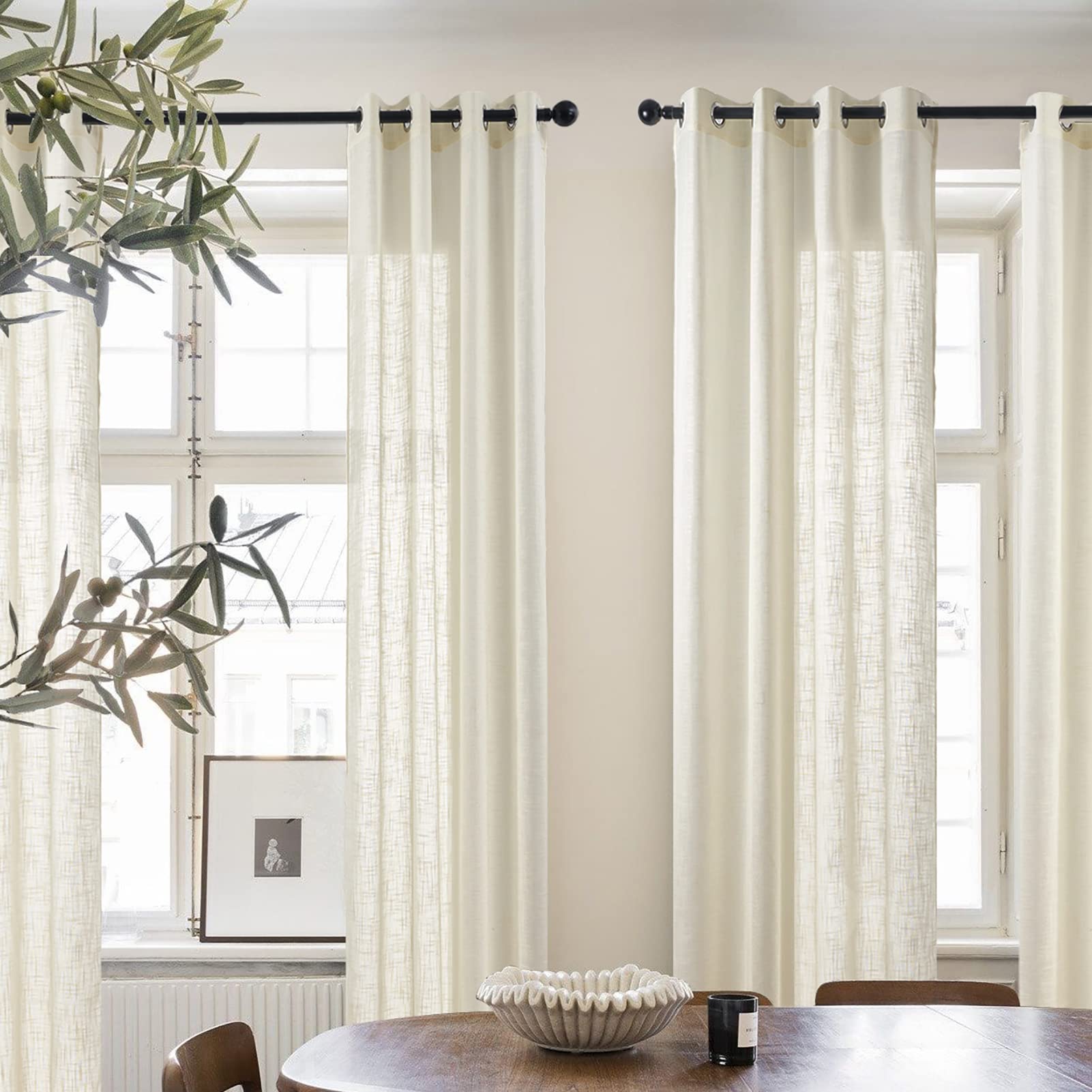 Topfinel Gardinen Leinenoptik 140x245 Beige 2er-Set Ösen