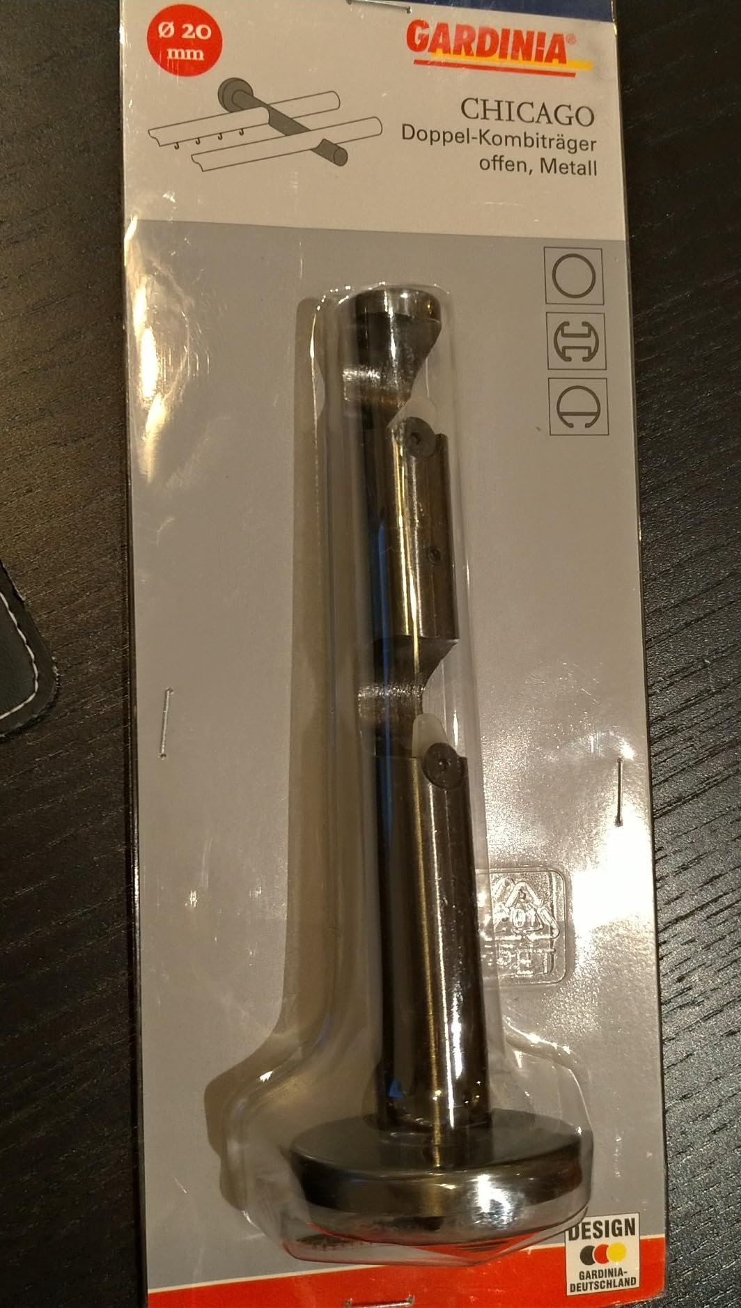 GARDINIA Chicago Doppelträger 20mm Edelstahl-Optik