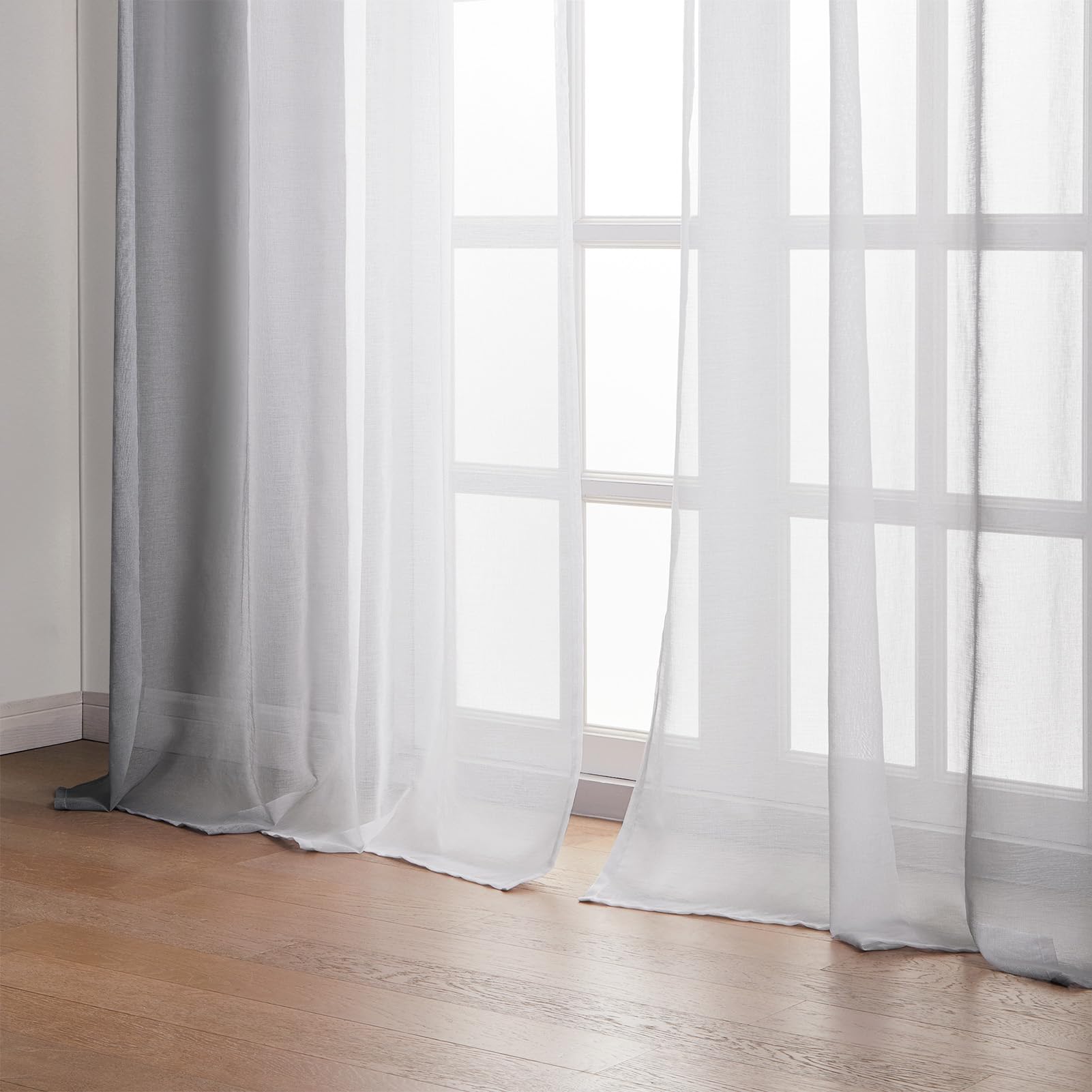 Topfinel Gardinen Ösen Grau-Weiß 140x225 cm 2er Verlauf