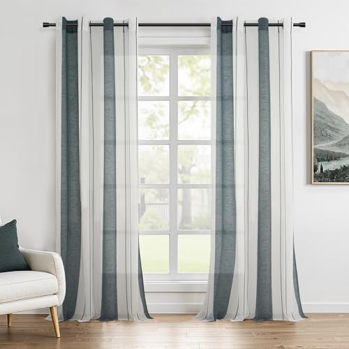 Topfinel Gardinen Vorhänge Ösen Grün 140x240 cm 2er Set