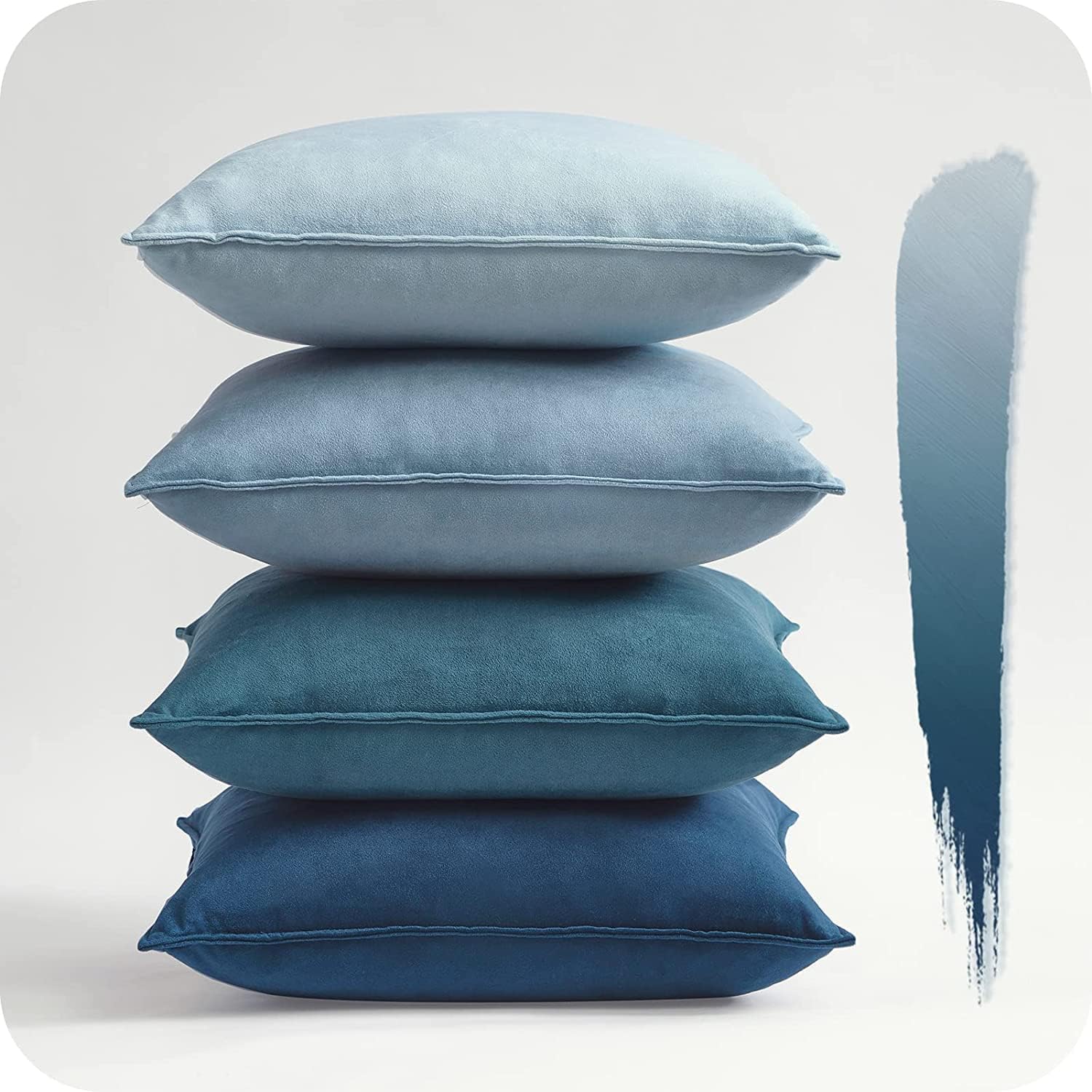 Topfinel Kissenbezüge 50x50 cm Blau Samt 4er-Set Verlauf