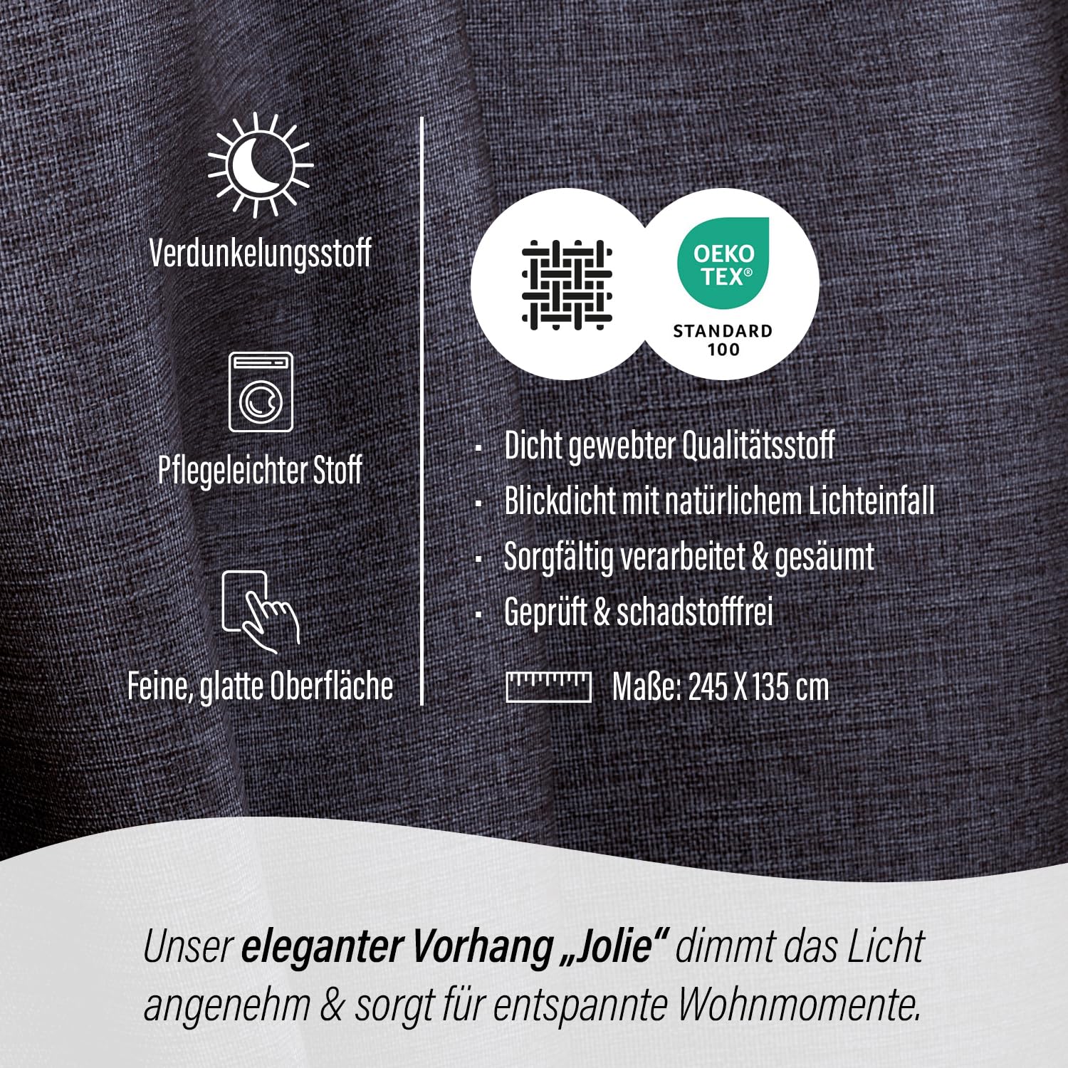 Homing Vorhang Jolie Verdunkelungsvorhang anthrazit 135x245