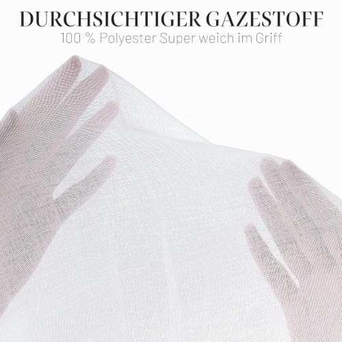 Topfinel Voile Vorhang Weiß 140x235 cm 2er Set Halbtransparent