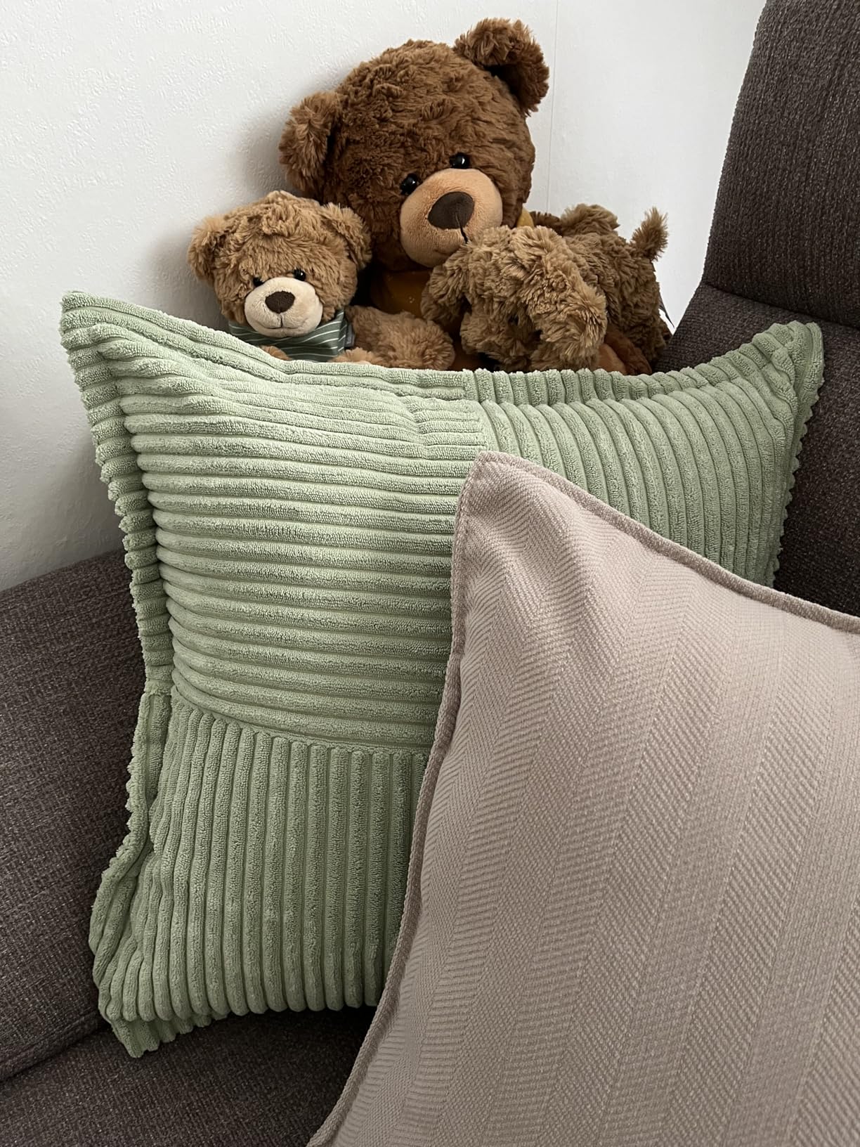 Topfinel Kissenbezüge Kordsamt Beige 40x40 cm 2er Set