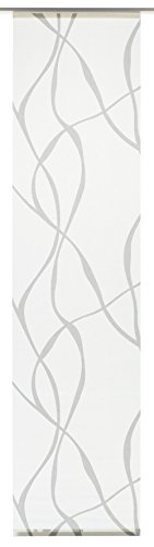 GARDINIA Solid Flächenvorhang Wave weiß-grau 60x245 cm