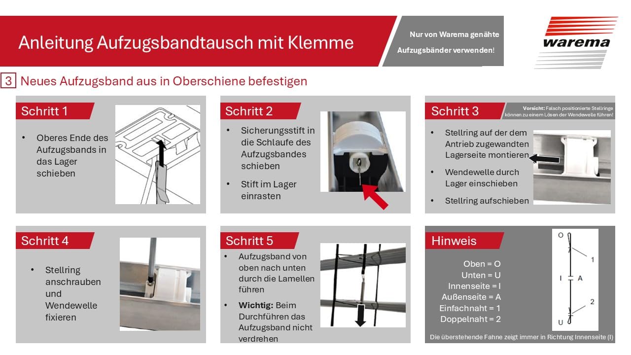 Warema Terrea Aufzugsbandklemmen Metall 10 Stück Jalousie