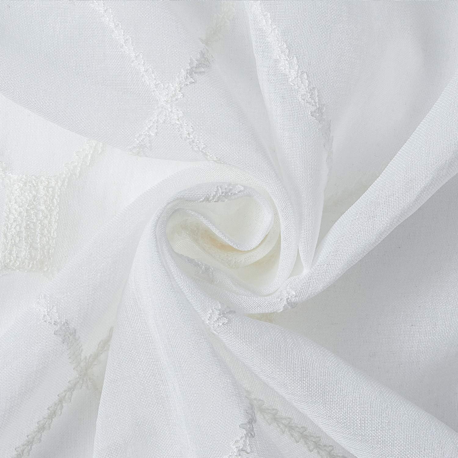 Topfinel Gardinen & Vorhänge Voile-Ösengardine Weiß 2er-Set Stickerei