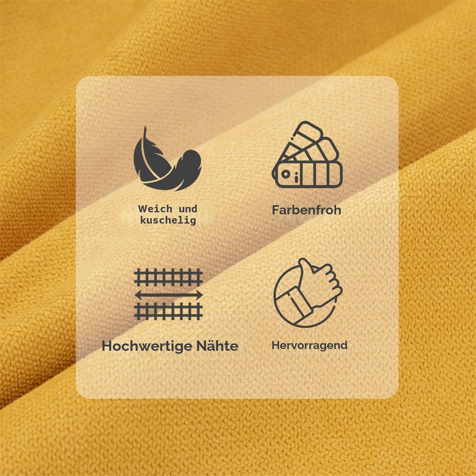 Topfinel Kissenbezug 50x50 Chenille Gelb 2er Set