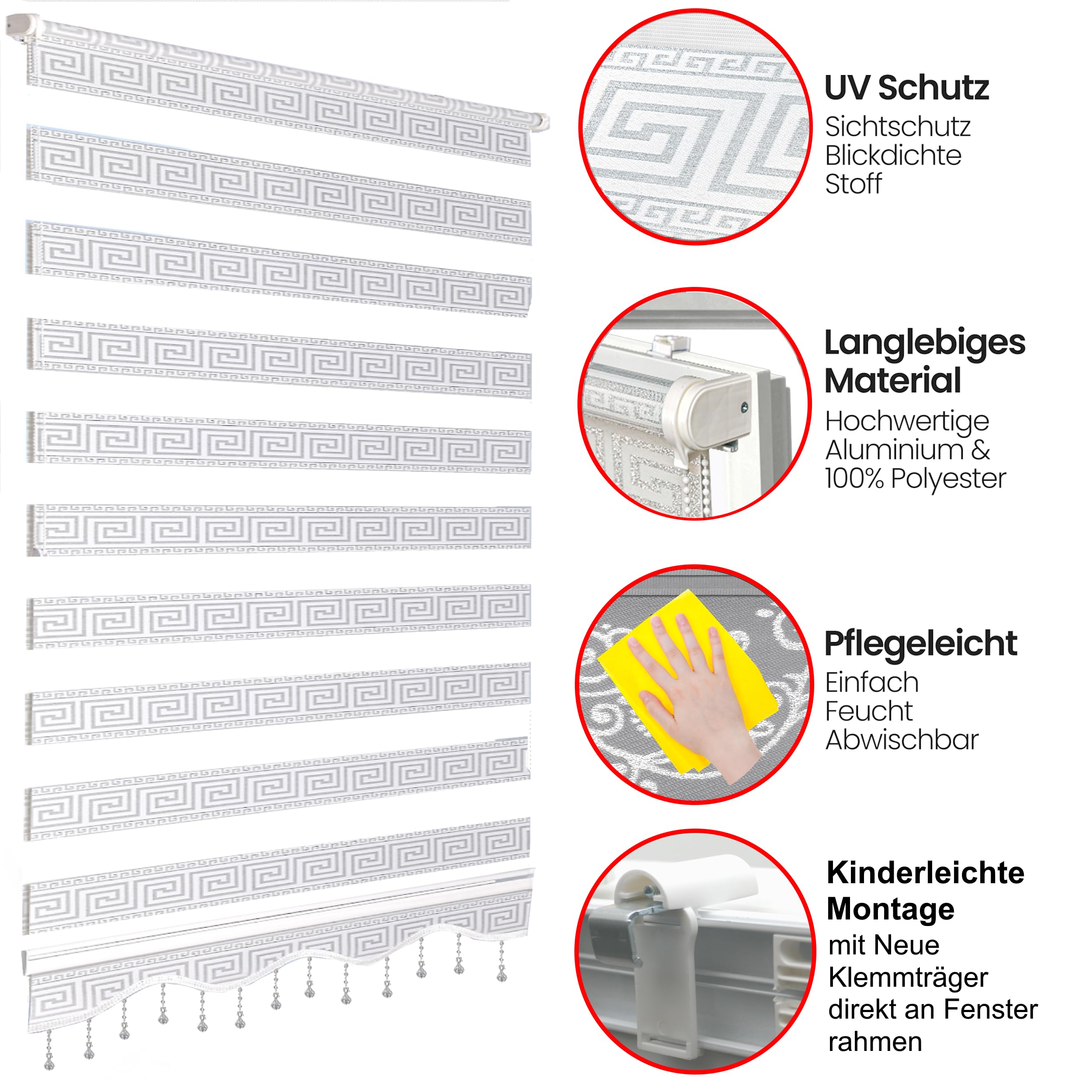 Brillant Doppelrollo Klemmfix Medusa Barock 50x200 cm Glitzer