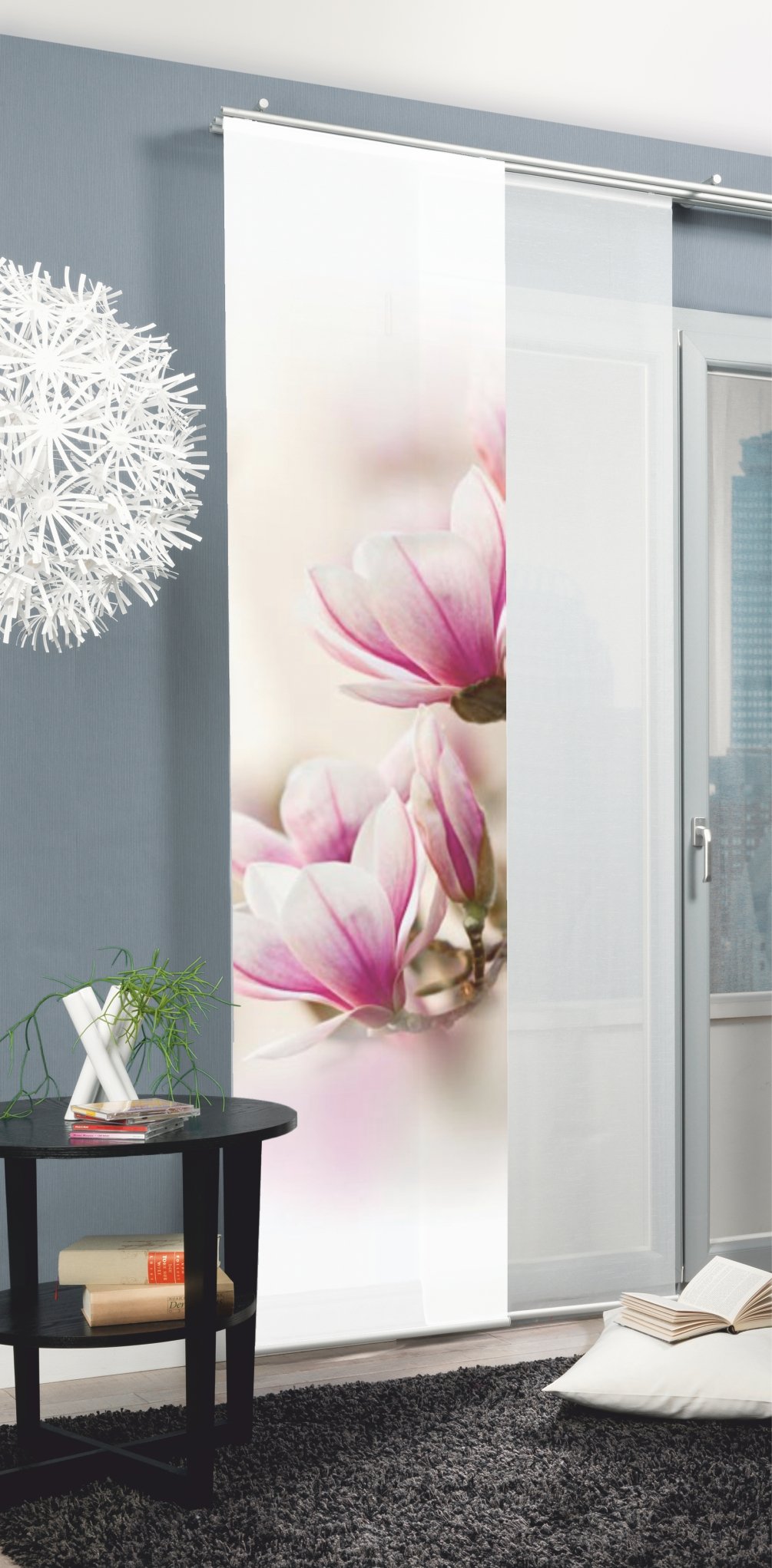 Home Fashion Schiebegardine Rosa 245x60 cm Seidenoptik