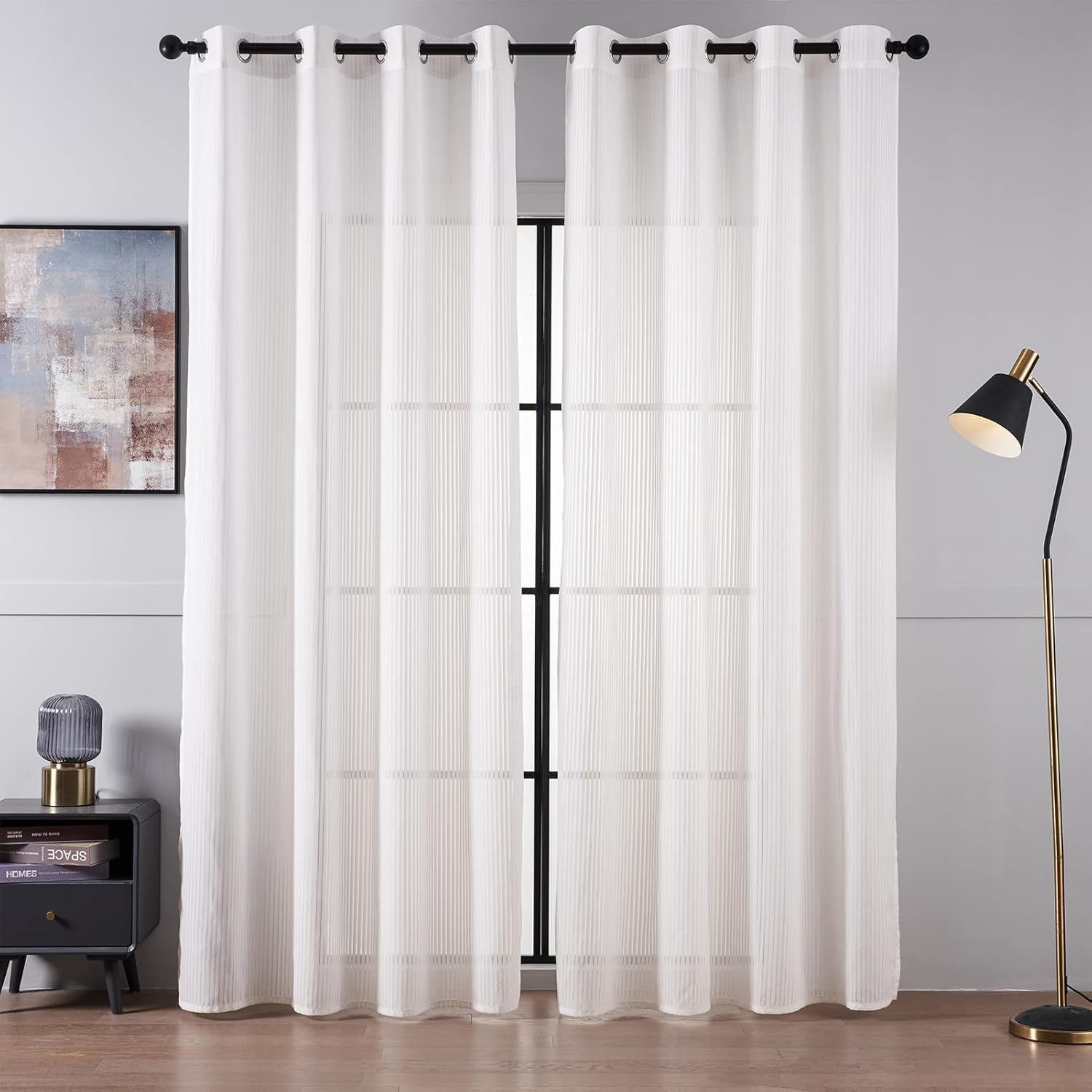 Topfinel Gardinen Ösen Vorhänge Weiß 140x225 cm 2er Pack