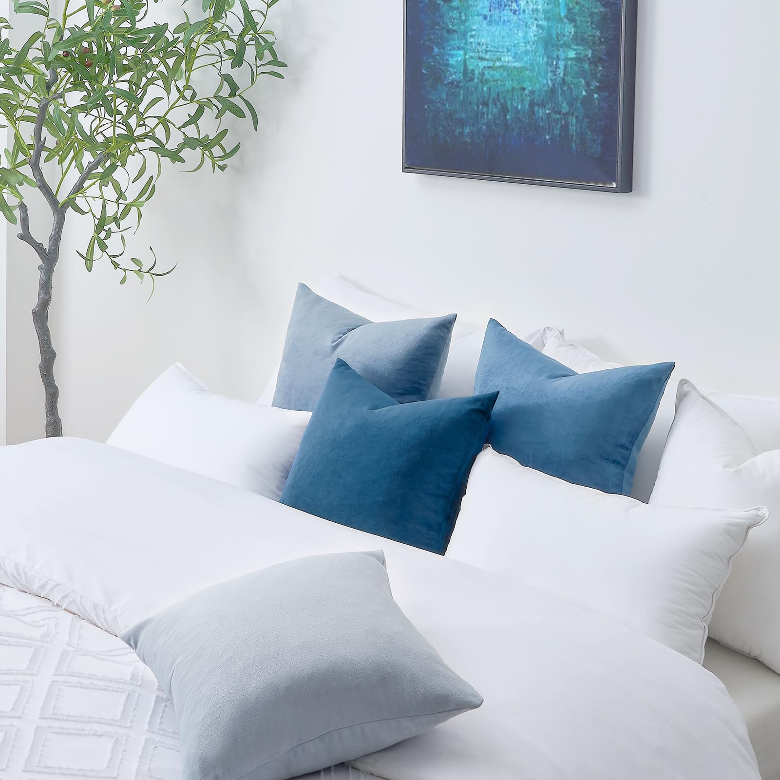 Topfinel Kissenbezüge Samt 40x40 Blau 4er-Set Verlauf