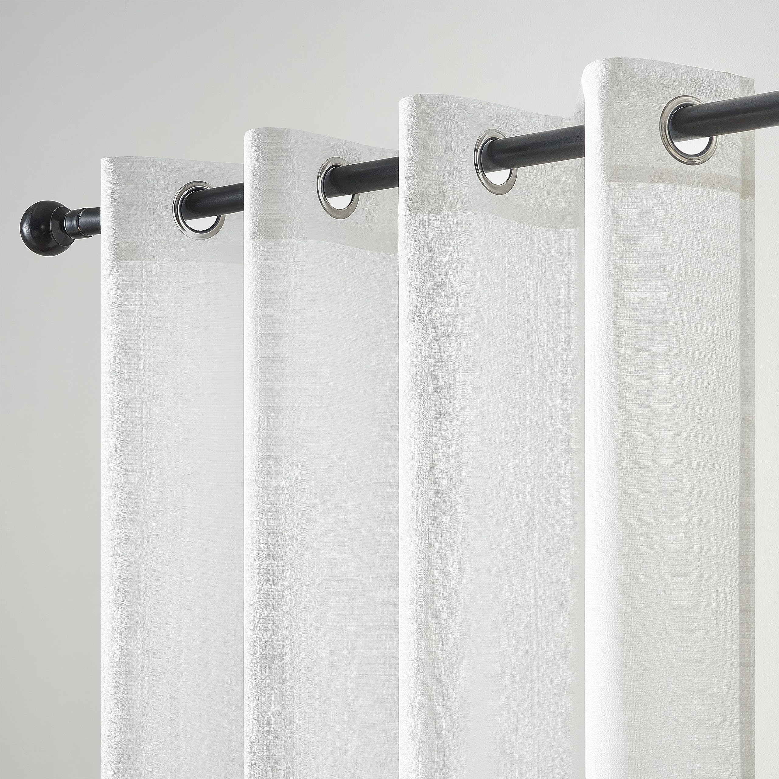 Topfinel Voile Vorhang Weiß 245x140 cm 2er Set Ösen