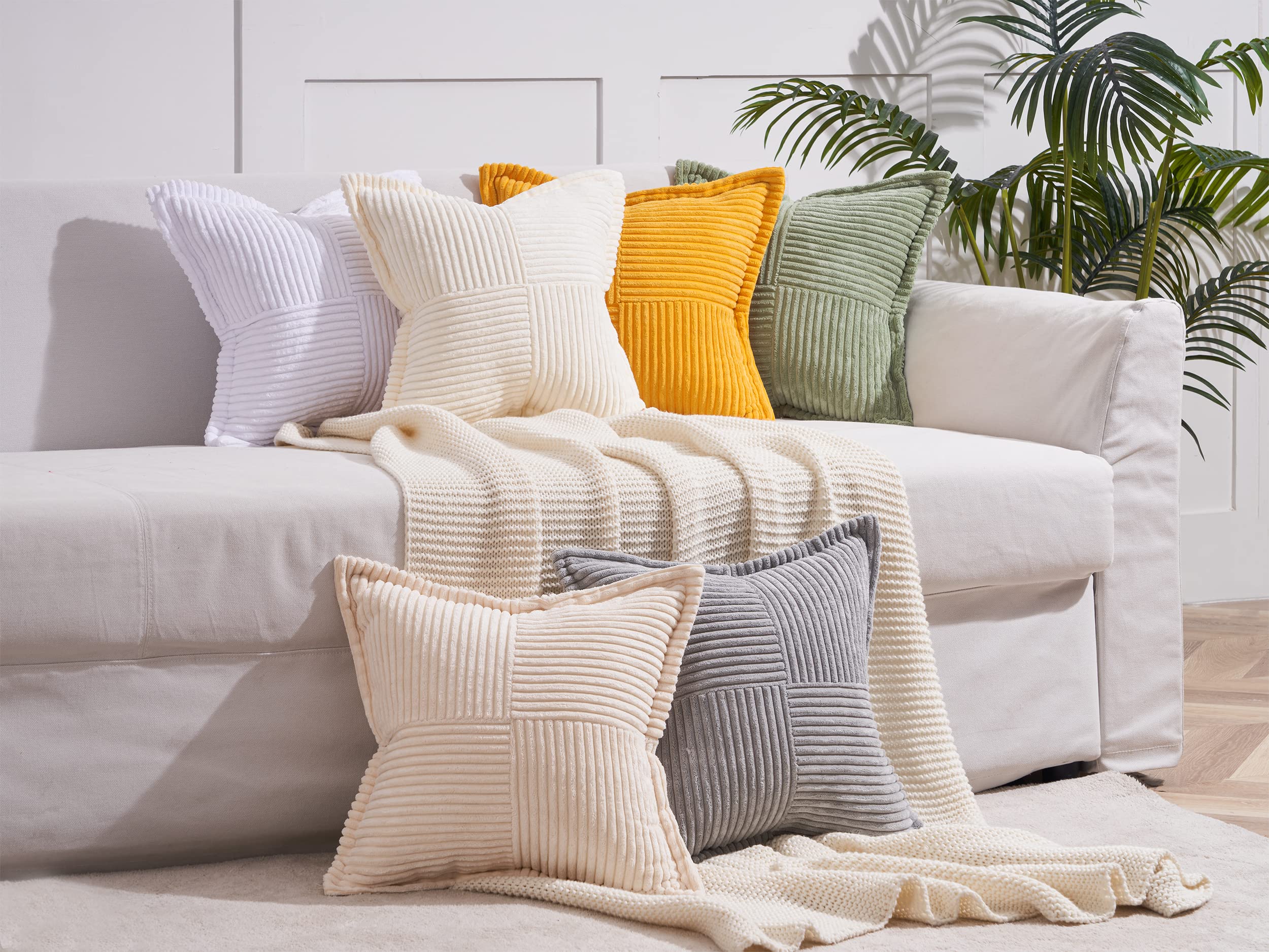 Topfinel Kissenbezüge Kordsamt Beige 40x40 cm 2er Set