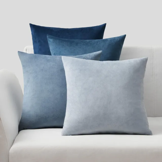 Topfinel Kissenbezüge Samt 40x40 Blau 4er-Set Verlauf